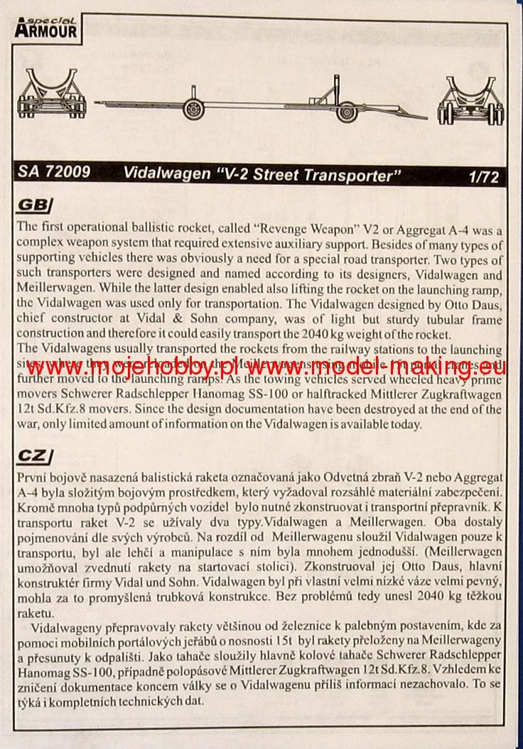 Special Armour 72009 Vidalwagen V-2 Road Transporter - Image 3