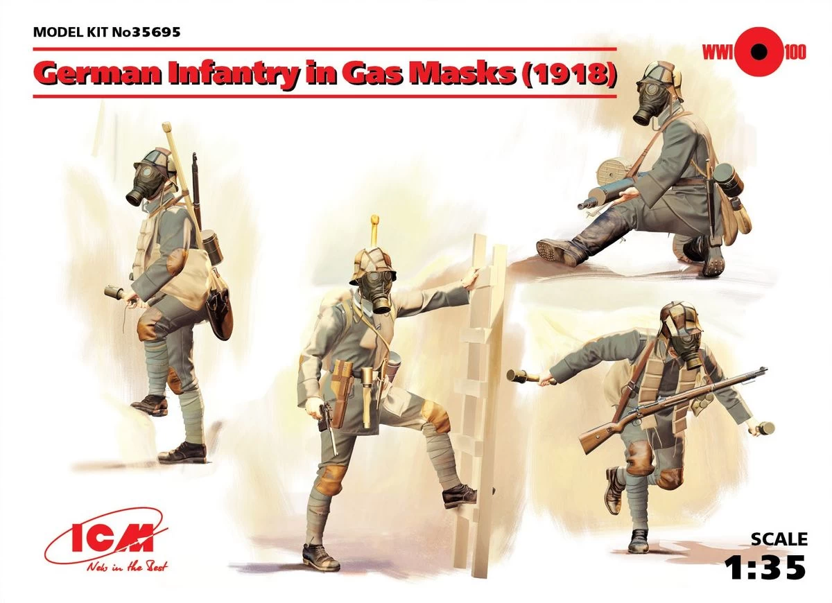 ICM 35695 German Infantry In Gas Masks (1918)
