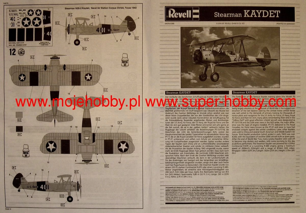 Revell 64676 Stearman Kaydet (Model Set) - Image 3