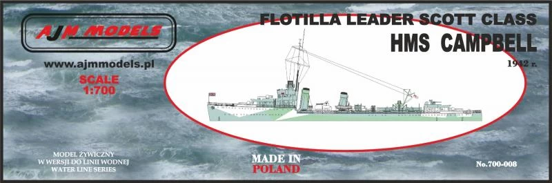 AJM Models 700-008 Flotilla Leader Scott Class HMS CAMPBELL 1942 R.
