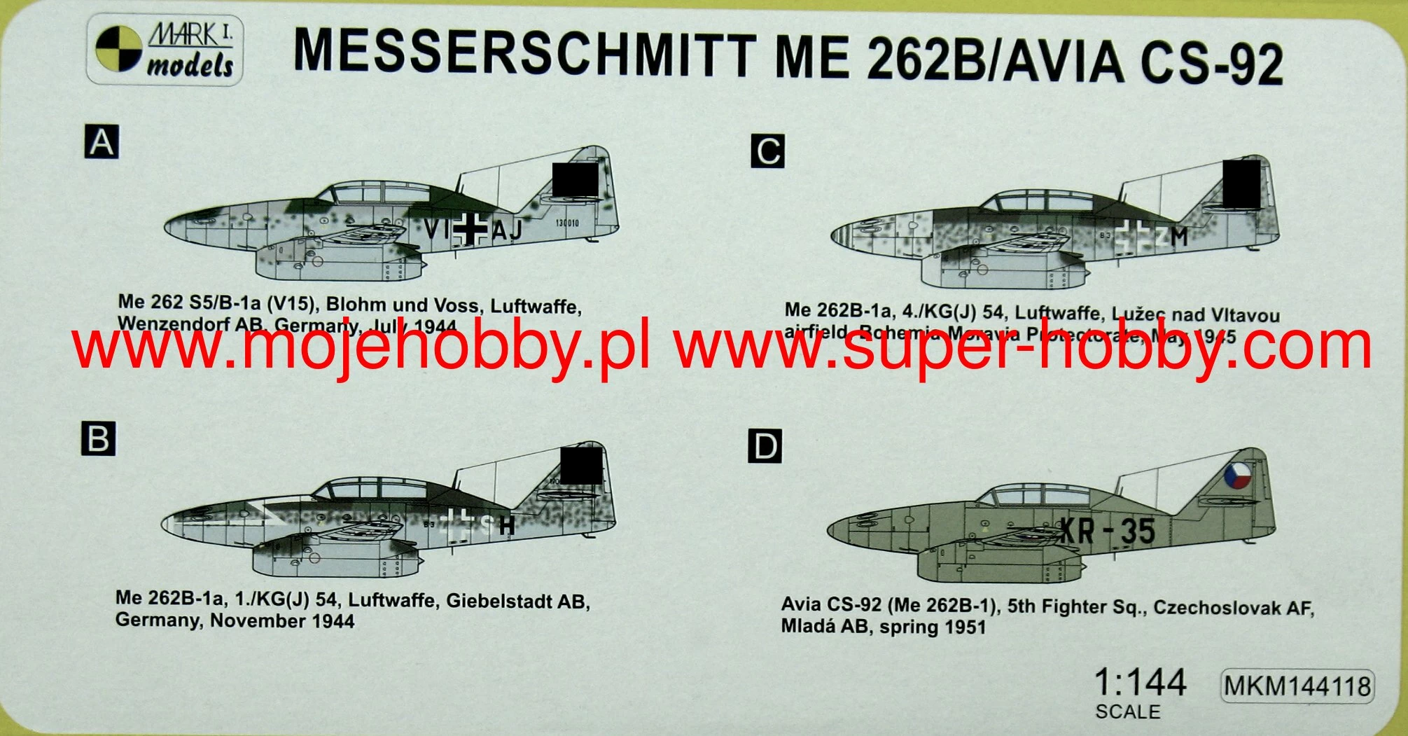 Mark I Models 144118 Me 262B/CS-92 - Image 4