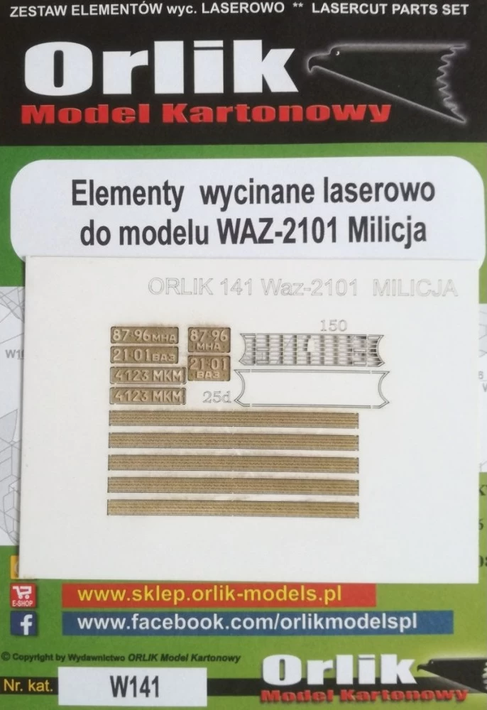 Orlik 141w Elementy Wycinane Laserowo Do Modelu WAZ-2101 MILICJA