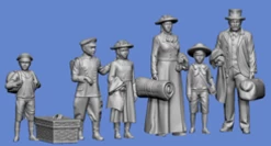 Germania-Figuren SAX-011 Family With Children At The Train Station