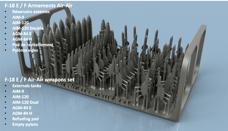NEW! L'Arsenal 2.0 3D400126 F-18 E Super Hornet - Air-to-air Unfolded Wings (5 Planes) - Image 2