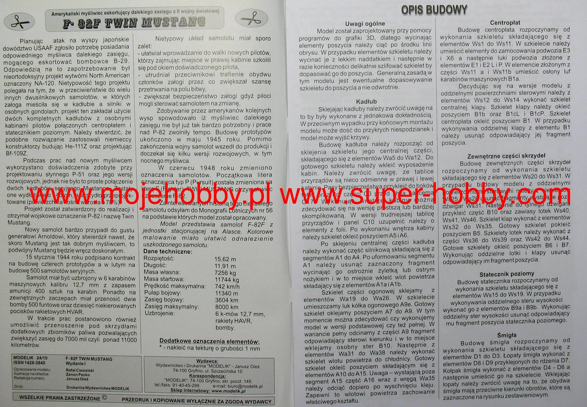 Modelik 24_10 F-82F Twin Mustang Amerykański Myśliwiec Eskortujący Z II Wojny światowej - Image 7