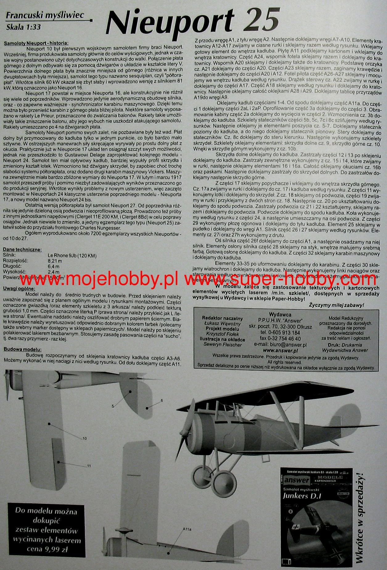 Answer MKF7-8-2006 Samolot Myśliwski Nieuport 25 - Image 3